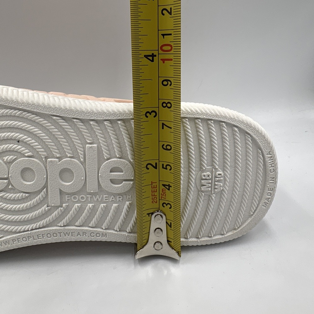 People Footwear Unisex Pink White Synthetic Slip-On Flat Round Toe Logo - Picture 11 of 15
